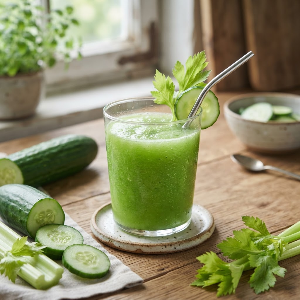 Grüner Gurken-Sellerie-Saft