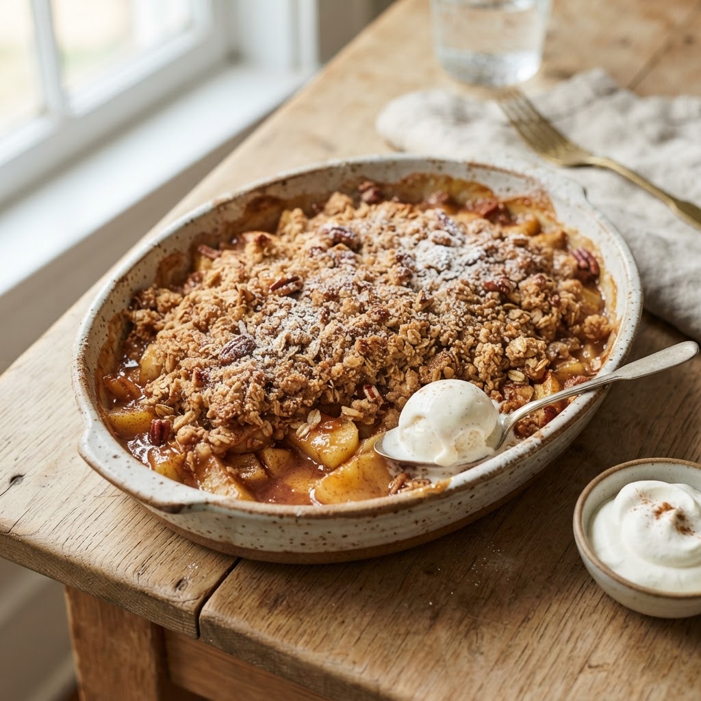 Apfel-Zimt-Crumble mit Haferflocken