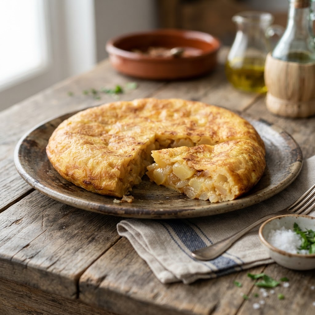 Spanische Tortilla de patatas - Kartoffelomelett mit Zwiebel