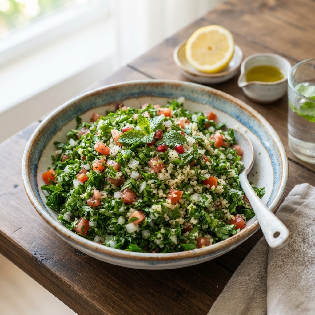 Libanesisches Tabbouleh - Petersiliensalat mit Bulgur und Zitrone