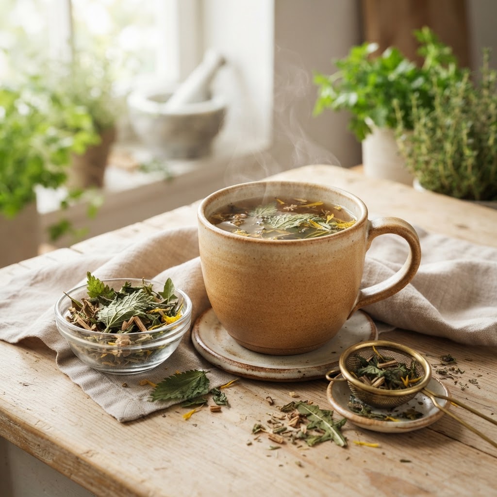 Kräuter-Detox-Tee mit Brennnessel und Löwenzahn