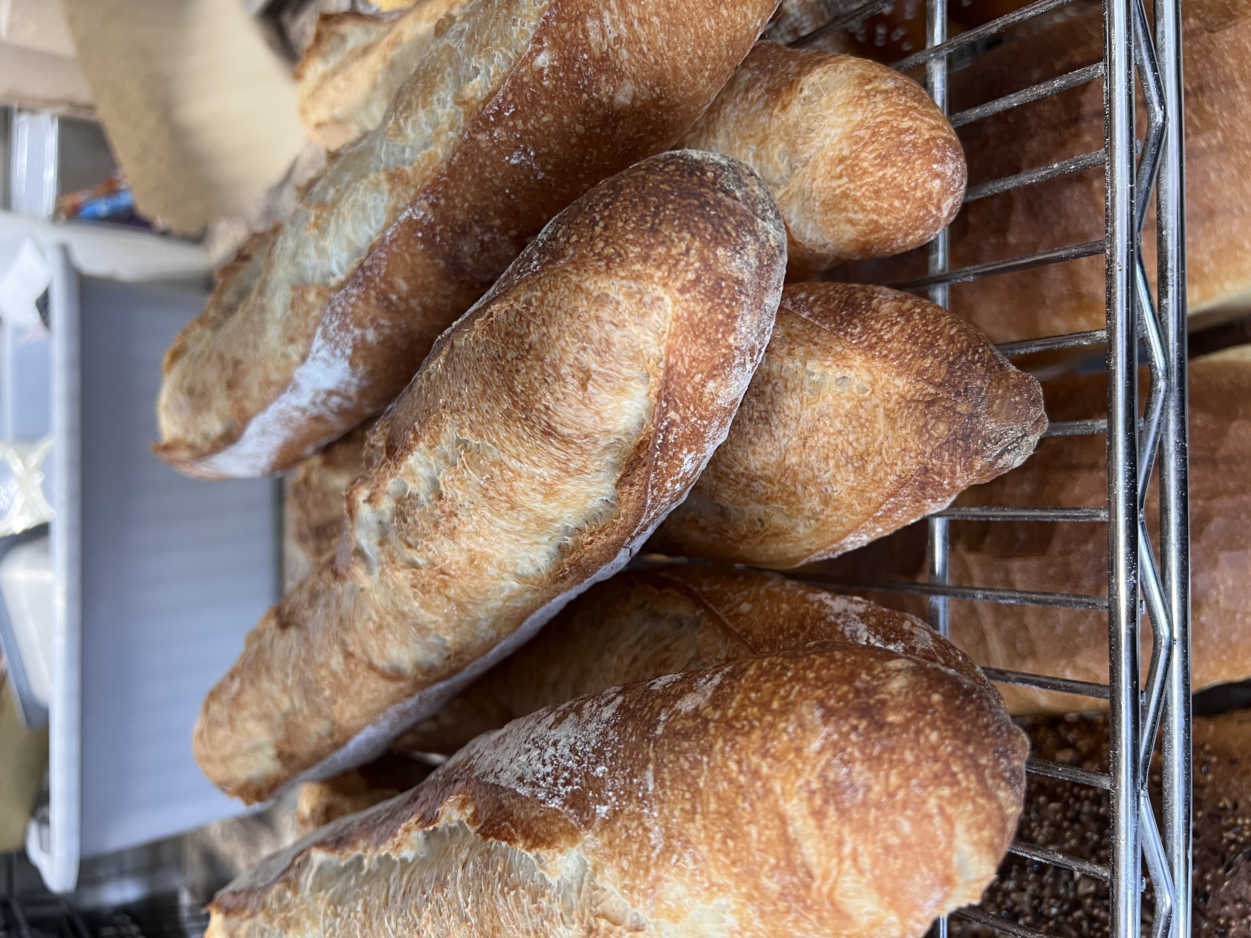 Freshly baked French baguettes