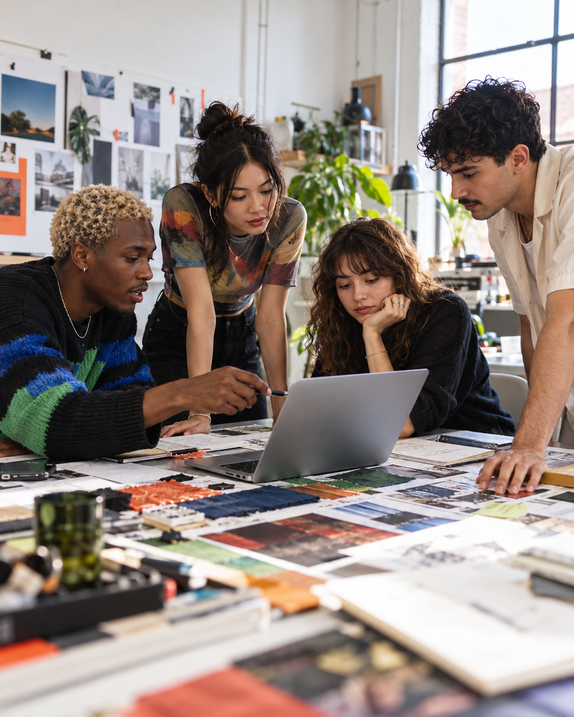 A creative team meeting on a project day