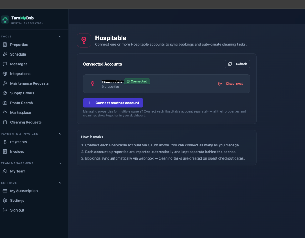 Step 7: Your Hospitable account is connected