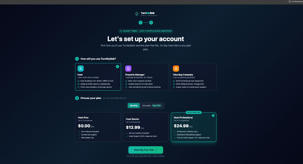 Step 5: Set up your account & pick a plan