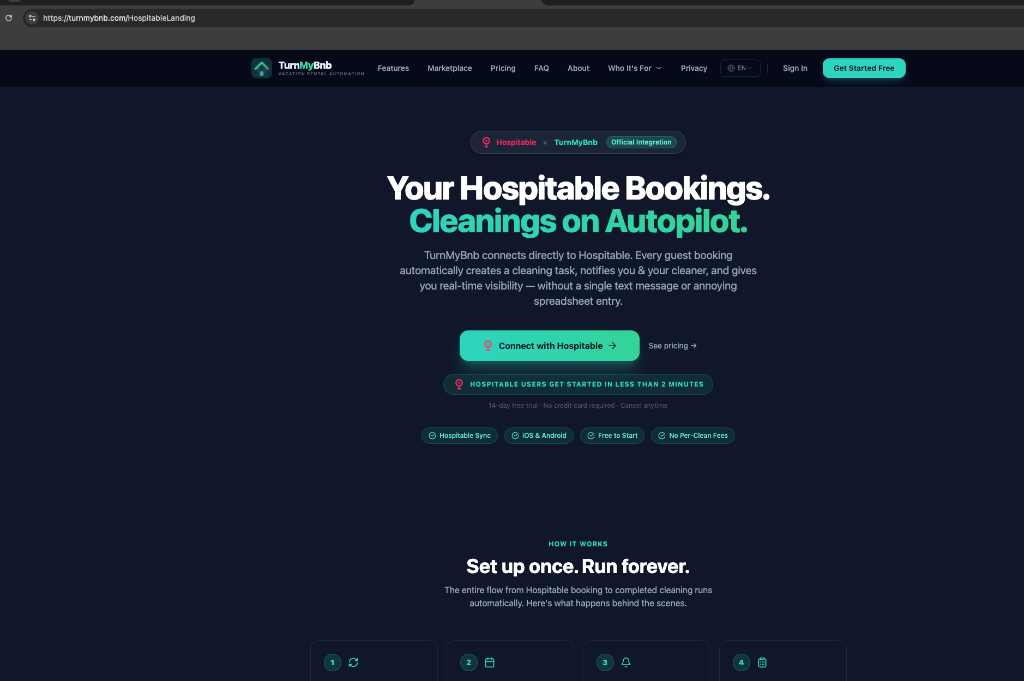 Step 1: Visit the Hospitable landing page