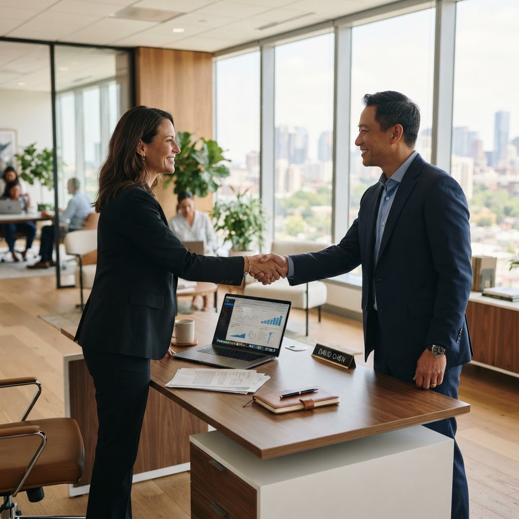Business handshake and partnership