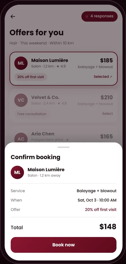 Confirm booking
