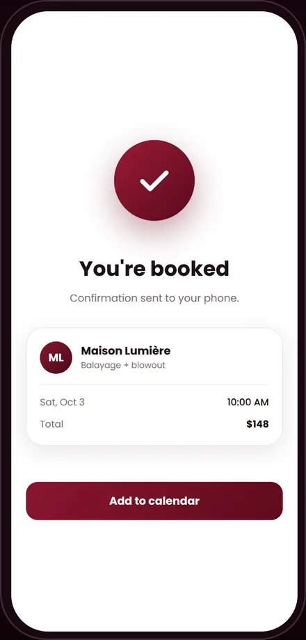 Booking confirmed