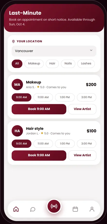 Last-minute booking