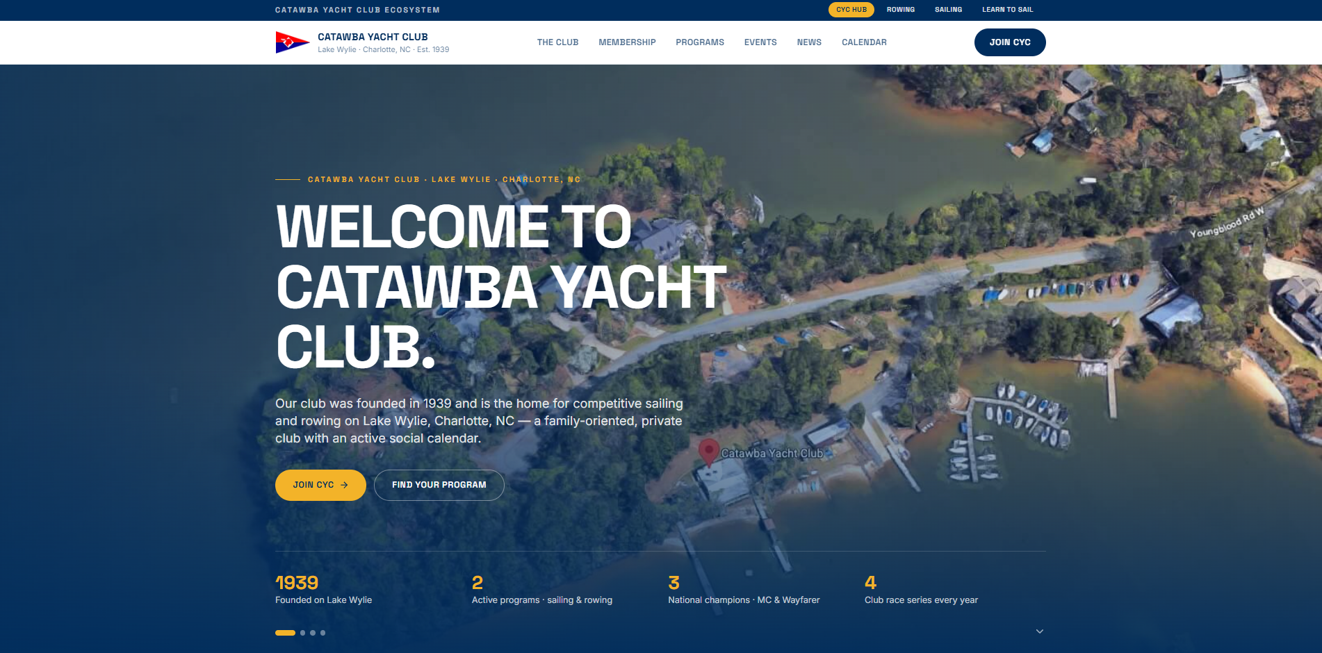 One club, four connected websites for a volunteer-run lake club