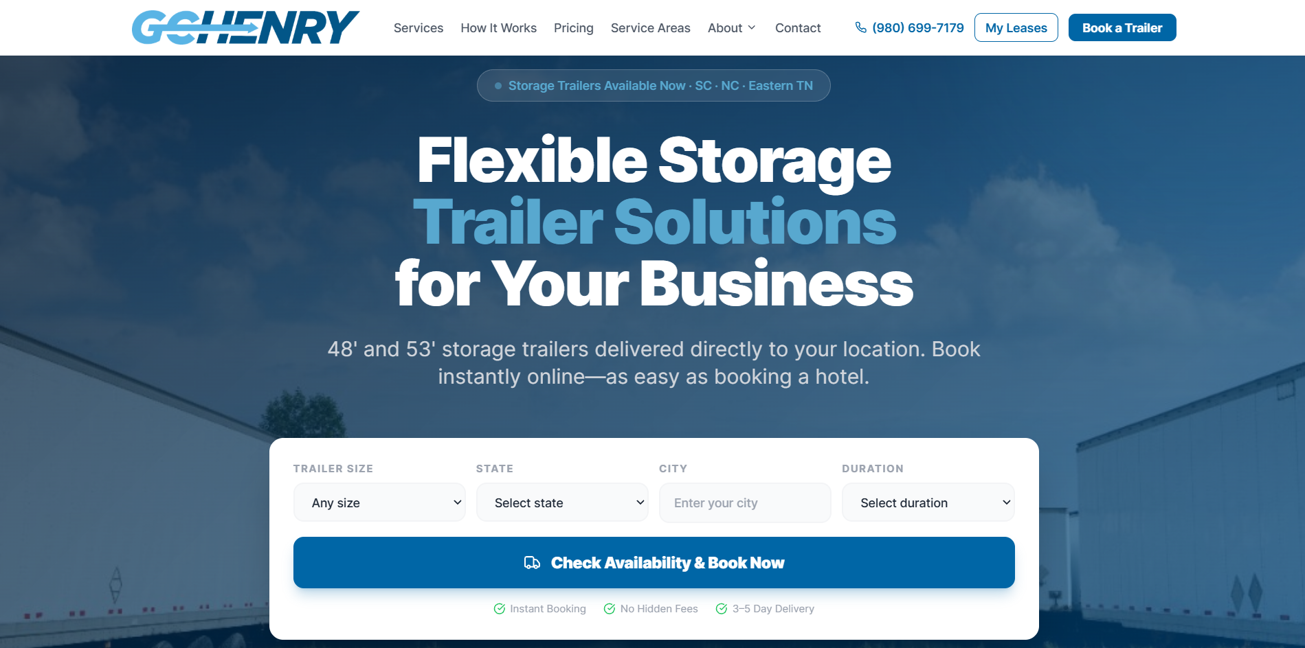 GC Henry Storage Trailer Leasing screenshot