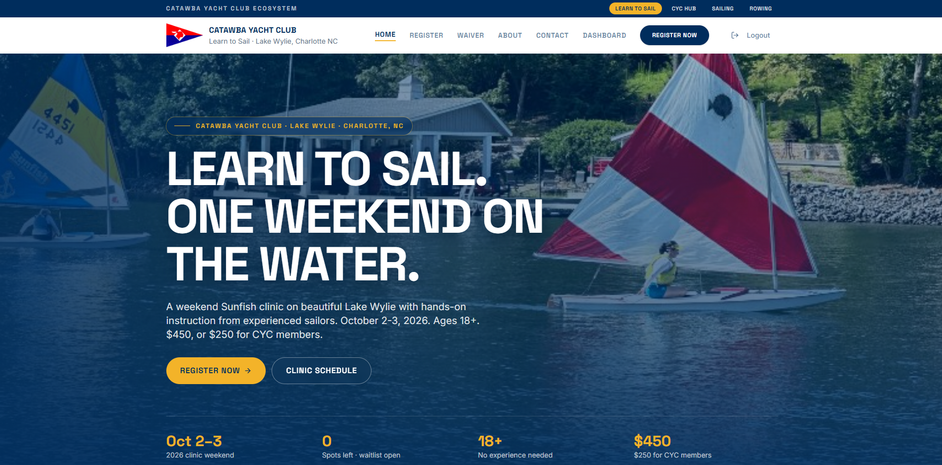 Catawba Yacht Club Learn to Sail Site built by Kompani