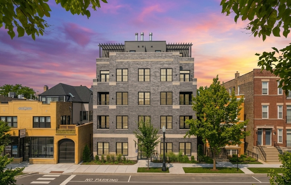 2042 W. Irving Park apartment building exterior — BSG Properties multifamily investment in North Center, Chicago