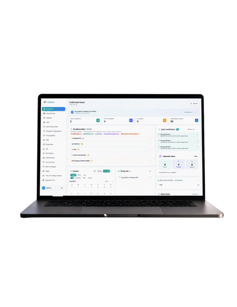 COALA platform dashboard on a laptop