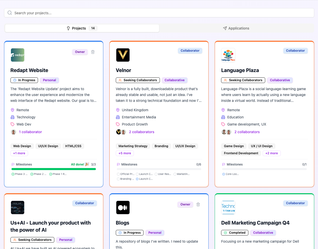 All your projects in one place.