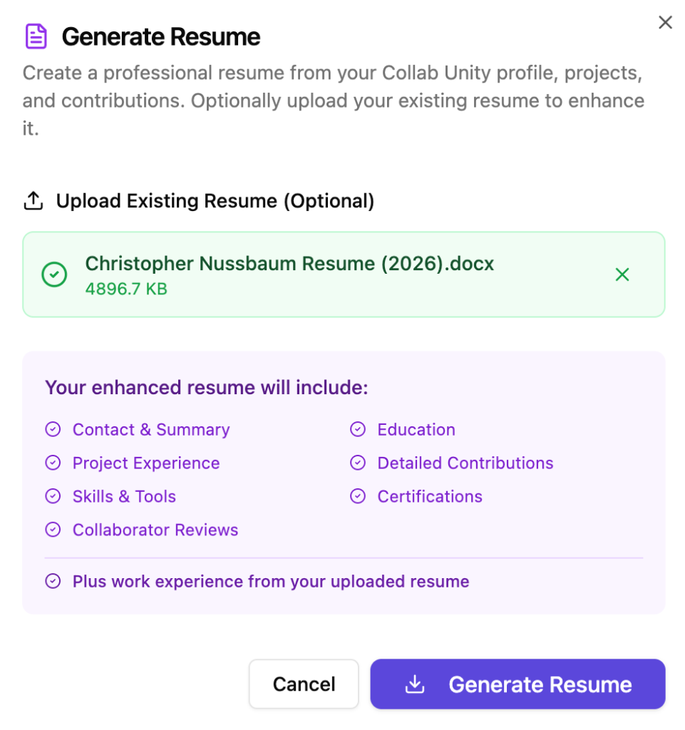 Generate a professional resume instantly.