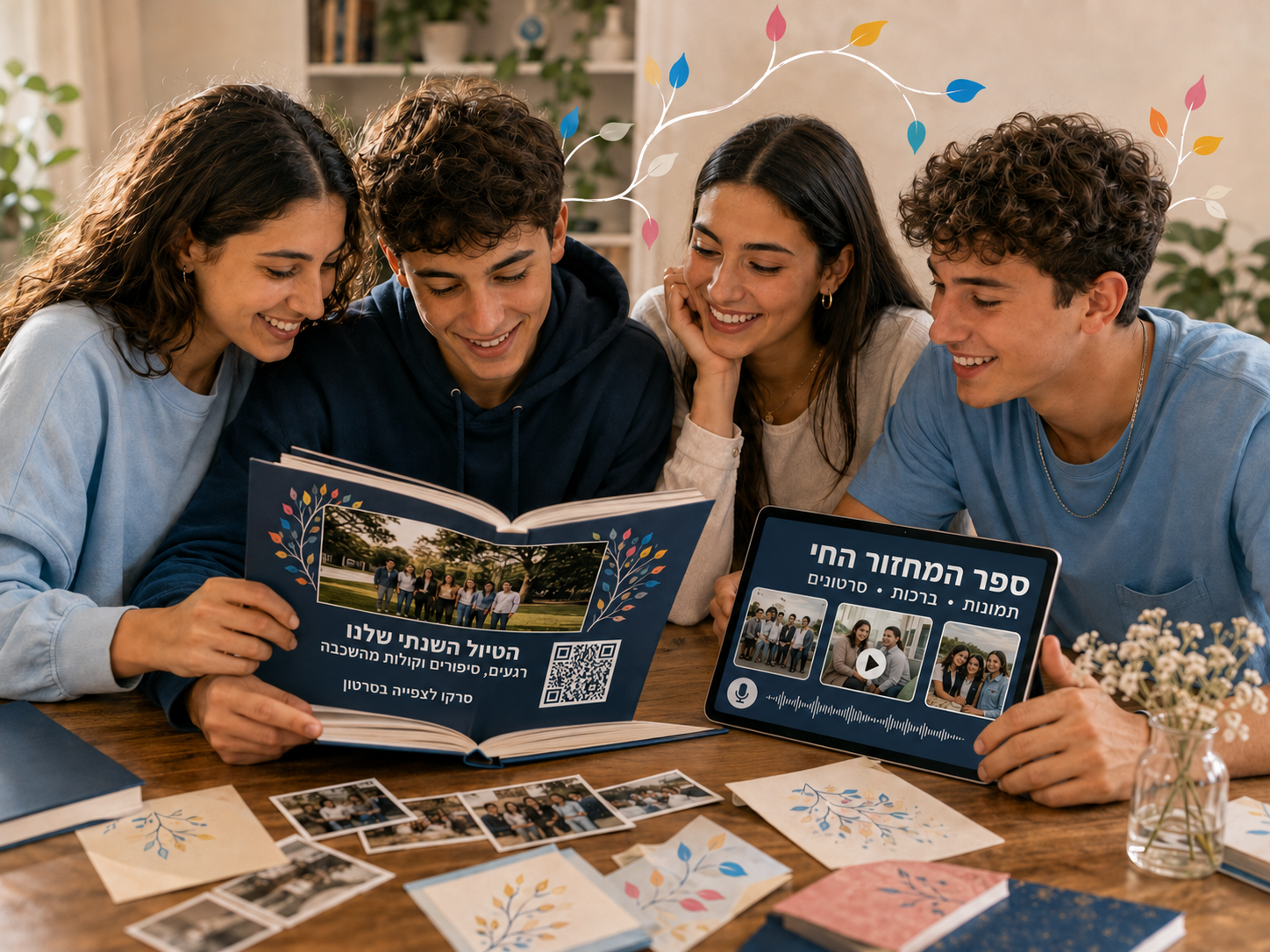 תלמידי תיכון יוצרים יחד ספר מחזור חי המשלב תמונות, ברכות, הקלטות, סרטונים וקוד QR