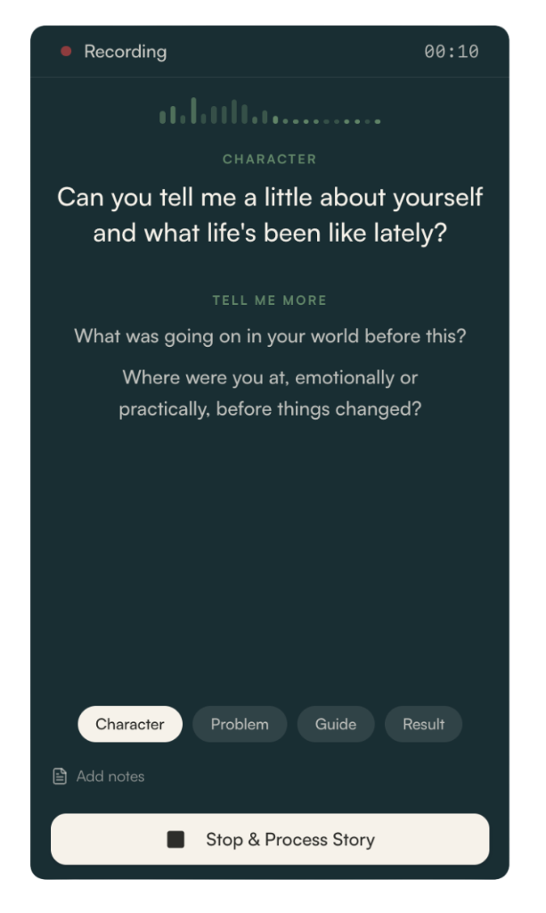 Guided question screen