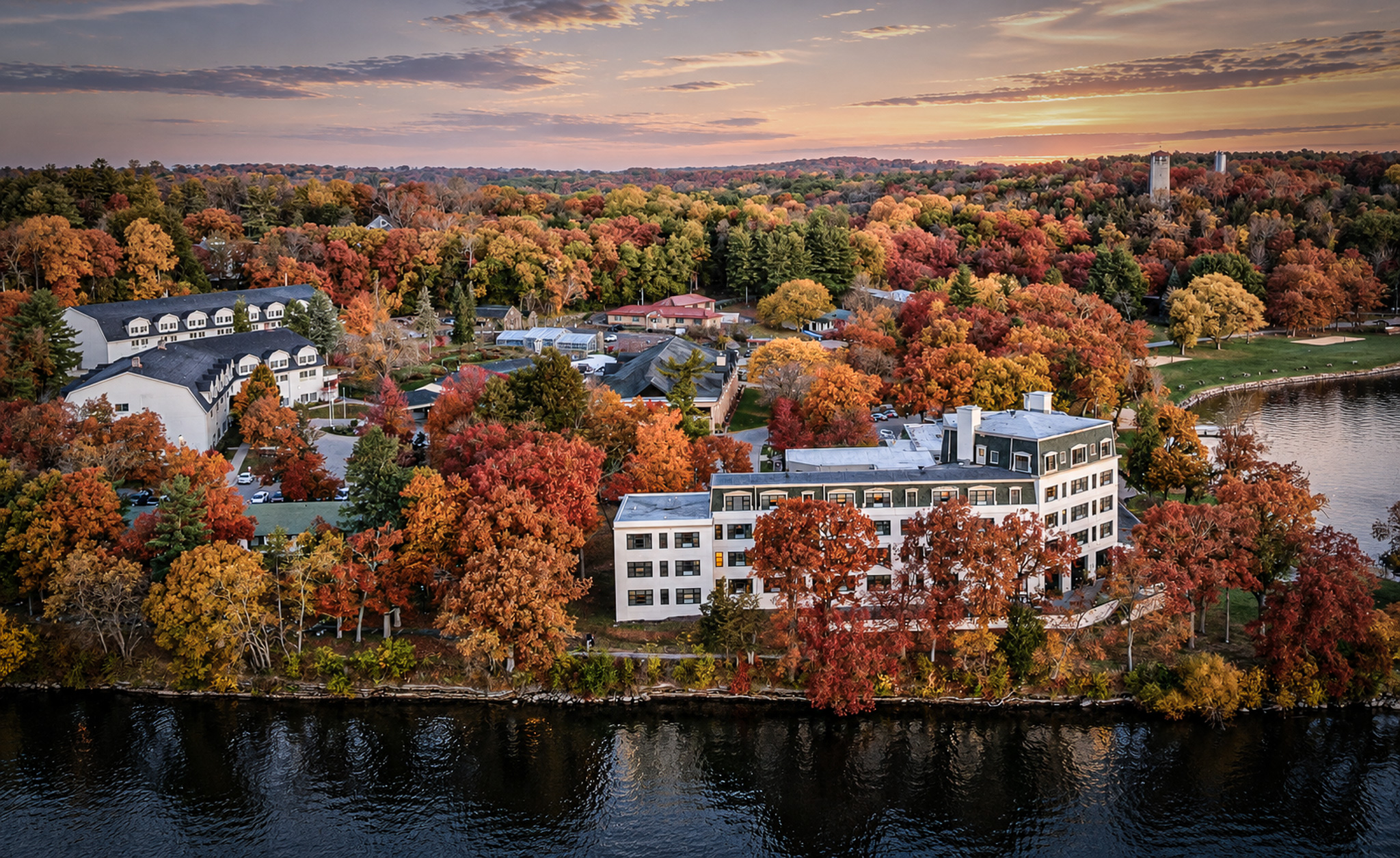 Autumn aerial view of Green Lake Conference Center