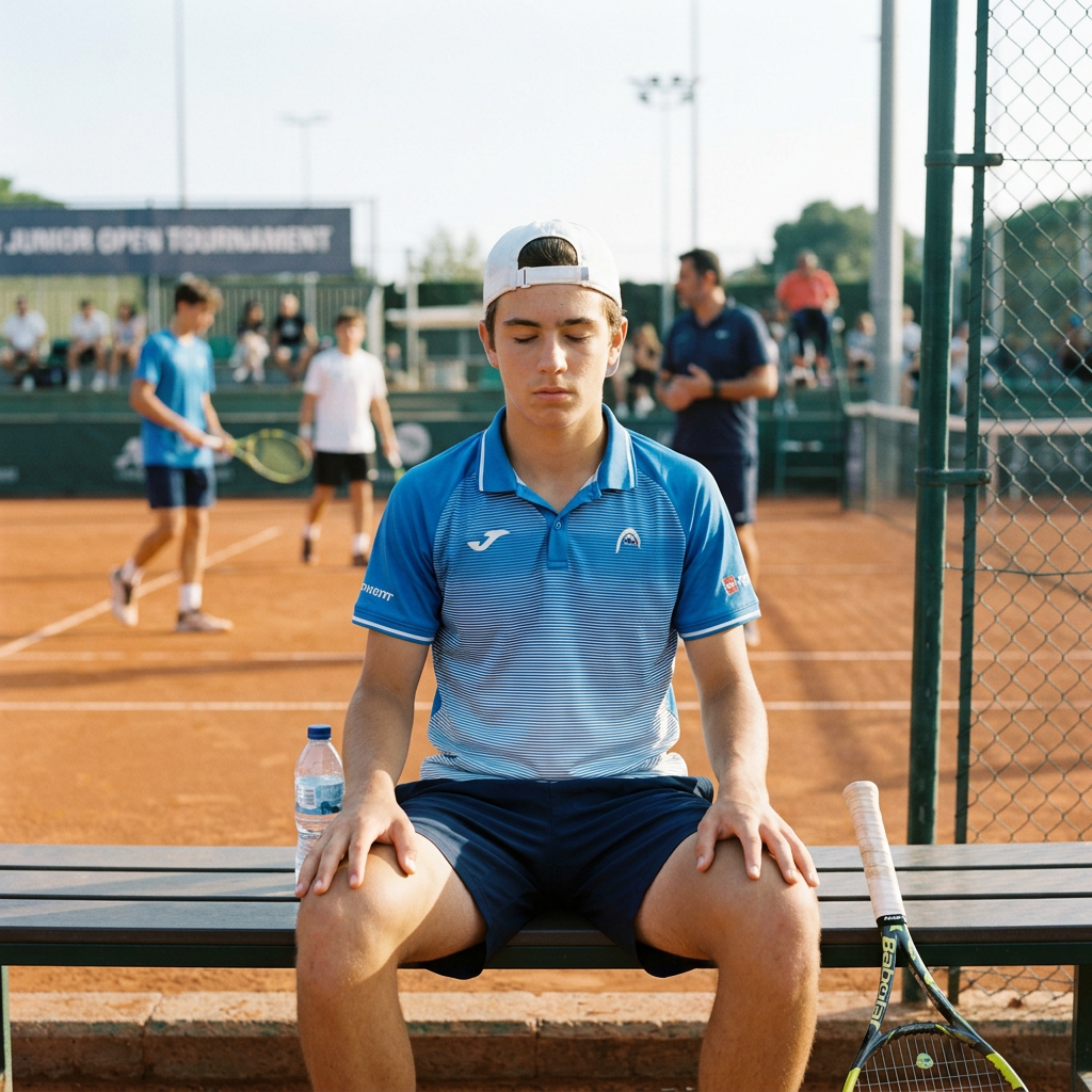 Junior tennis player competing