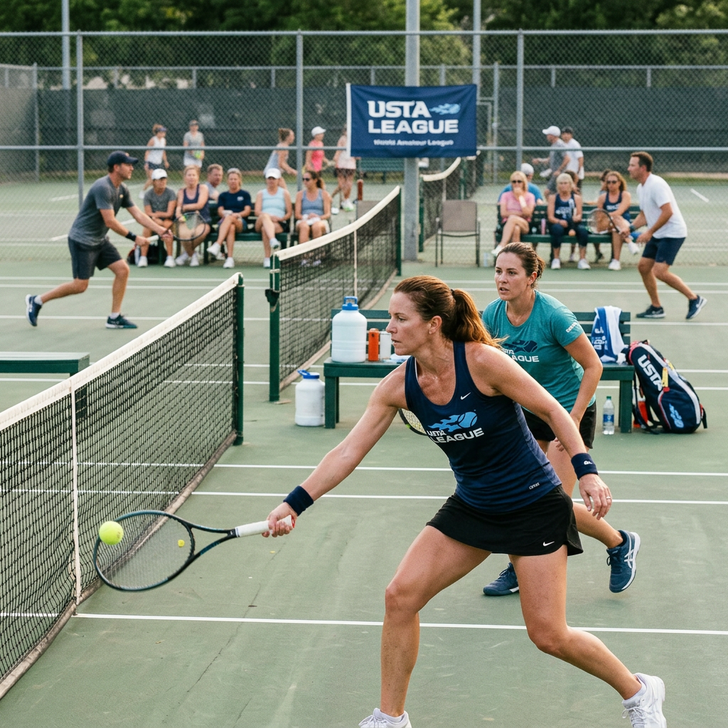 Adult tennis league player