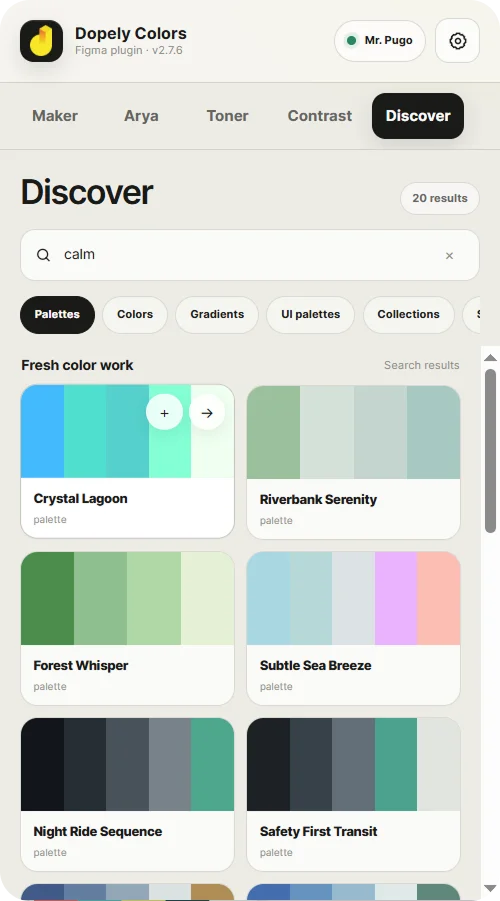Discover palettes