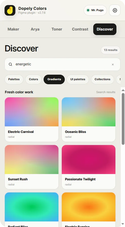 Discover gradients search