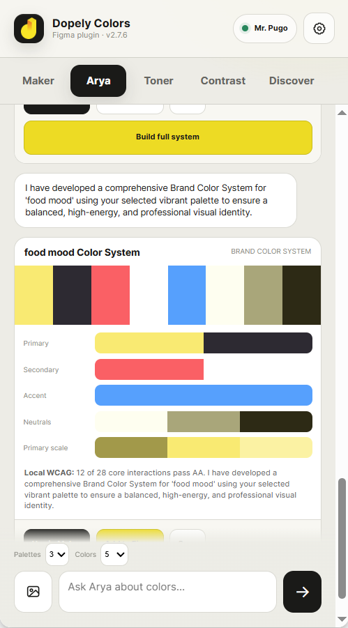 Complete brand color system with scales and usage