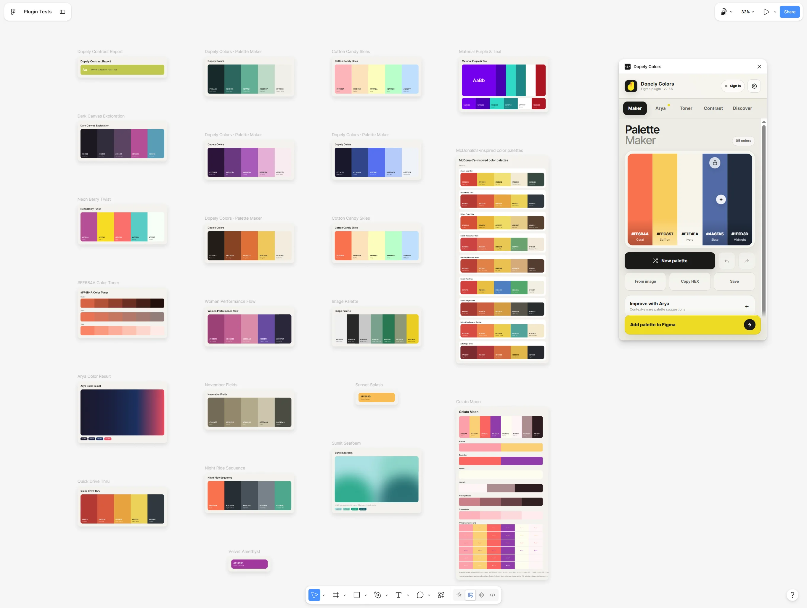 Color outputs added to the Figma canvas