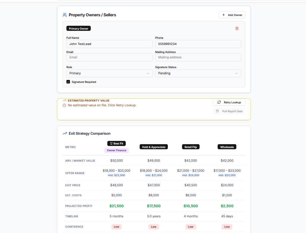 LandConnect DD360 + Property Intelligence interface