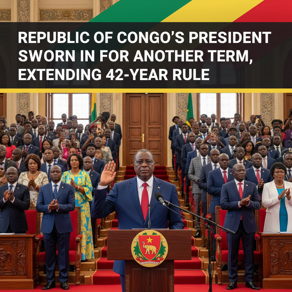 Republic of Congo's President Sworn in for Another Term, Extending 42-Year Rule