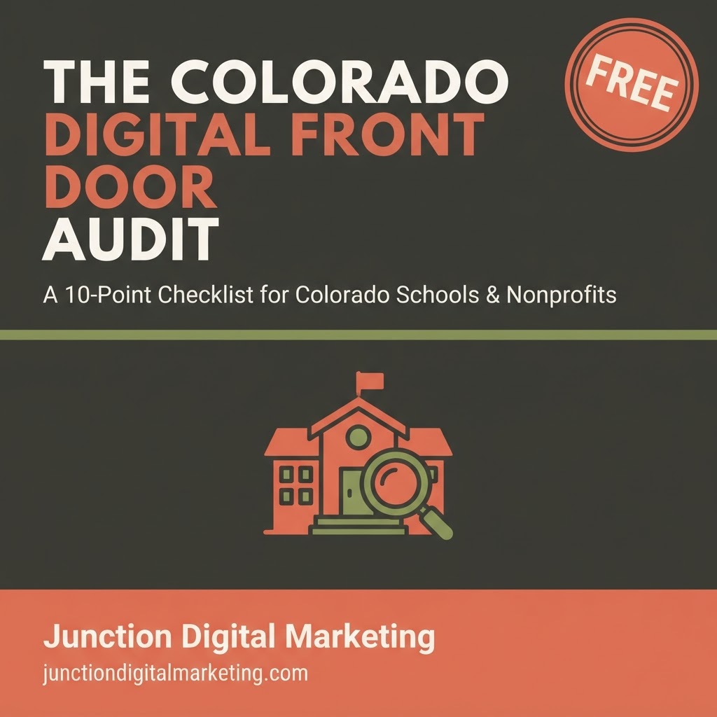 Cover of The Colorado Digital Front Door Audit — a 10-point DIY checklist for Colorado schools and nonprofits