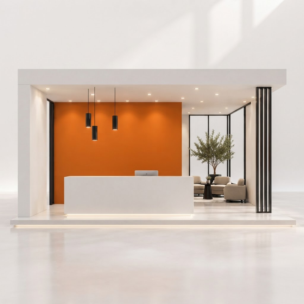Modern orange and white EVENTION exhibition stand