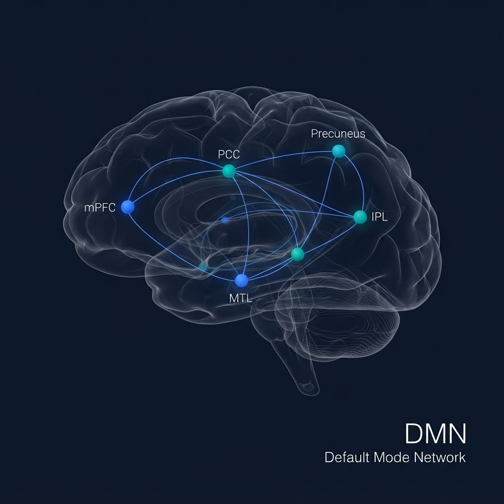 DMN Changes During Ketamine — conceptual illustration
