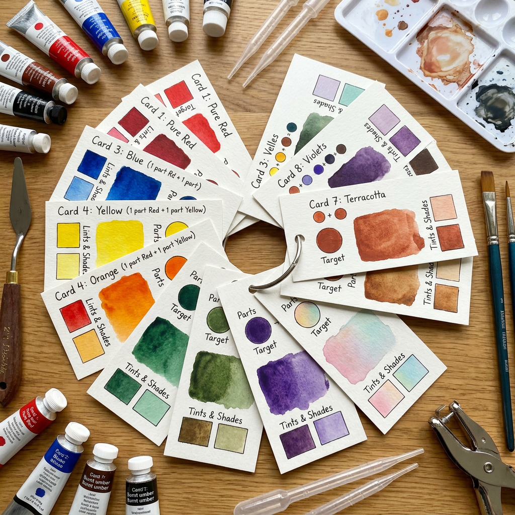 Watercolor swatch ring binder