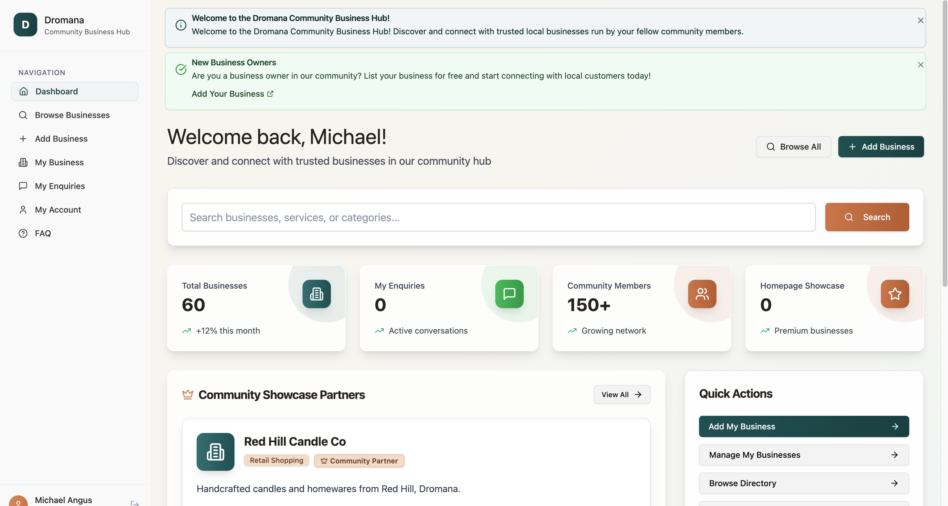 Community Hub Dashboard Preview