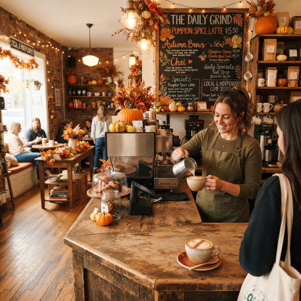 Coffee shop promoting a seasonal drink