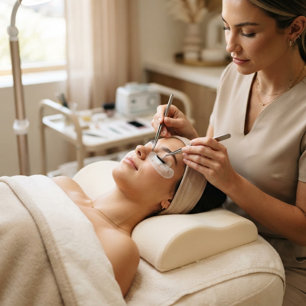 Eyelash extension application at Everyday Beauty Med Spa in Gilbert, Arizona