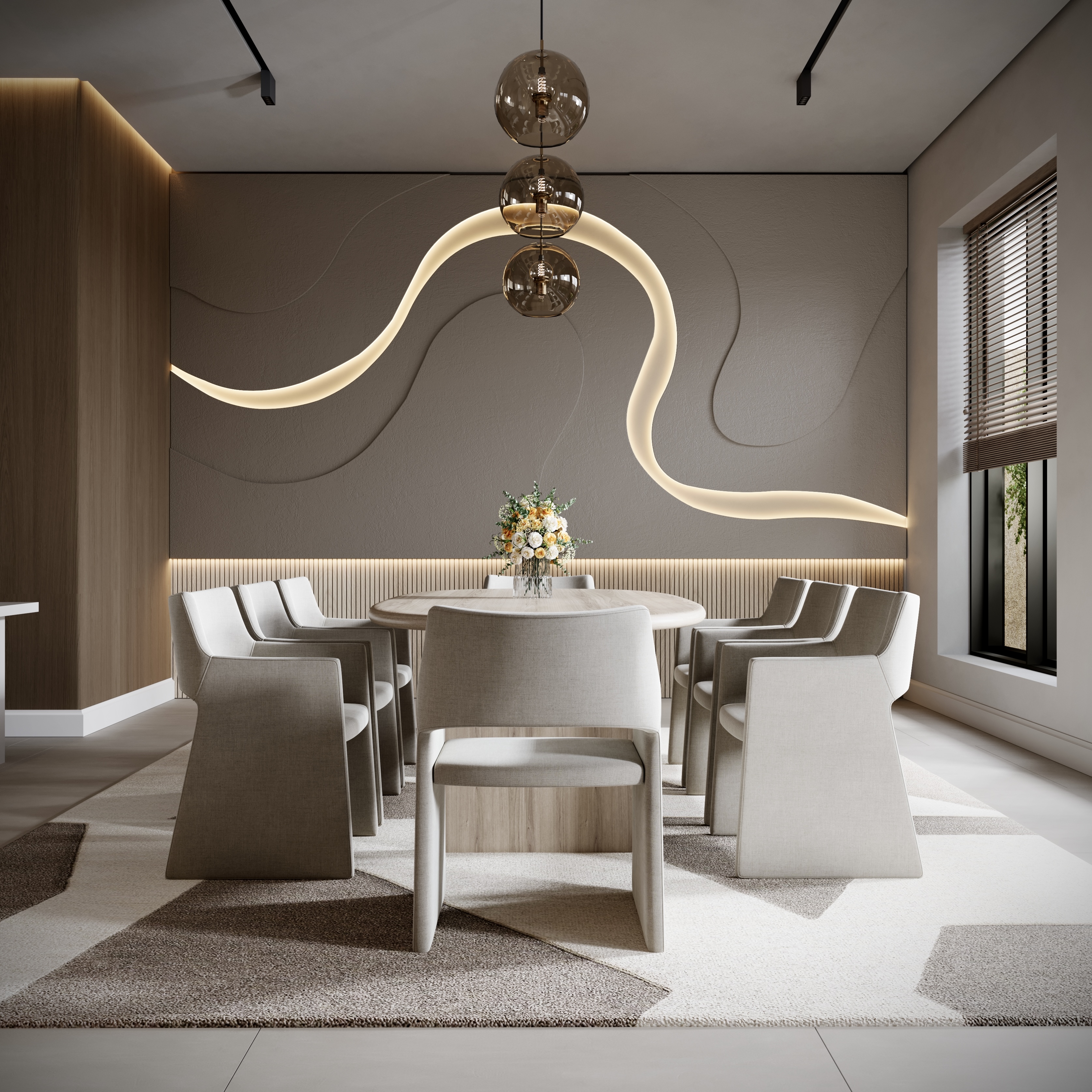 Round Dining & Organic Light