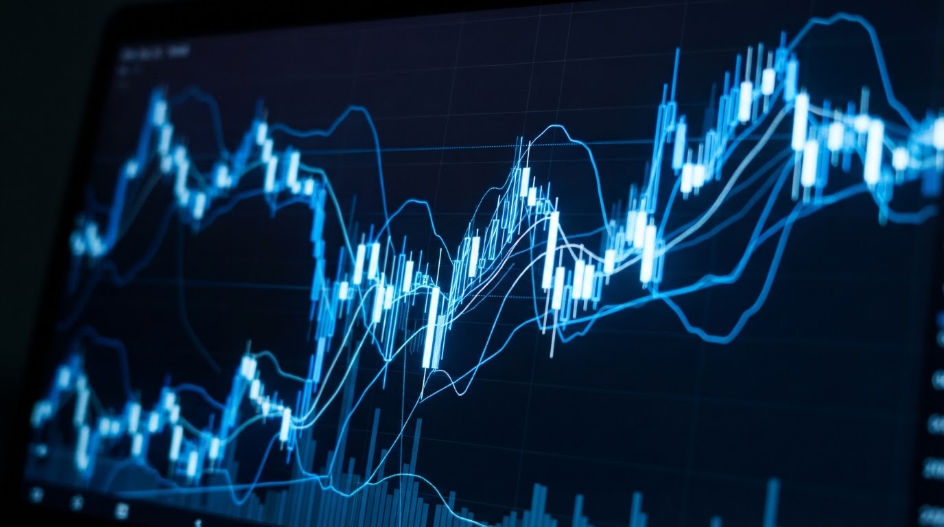 Chart analysis on a laptop screen