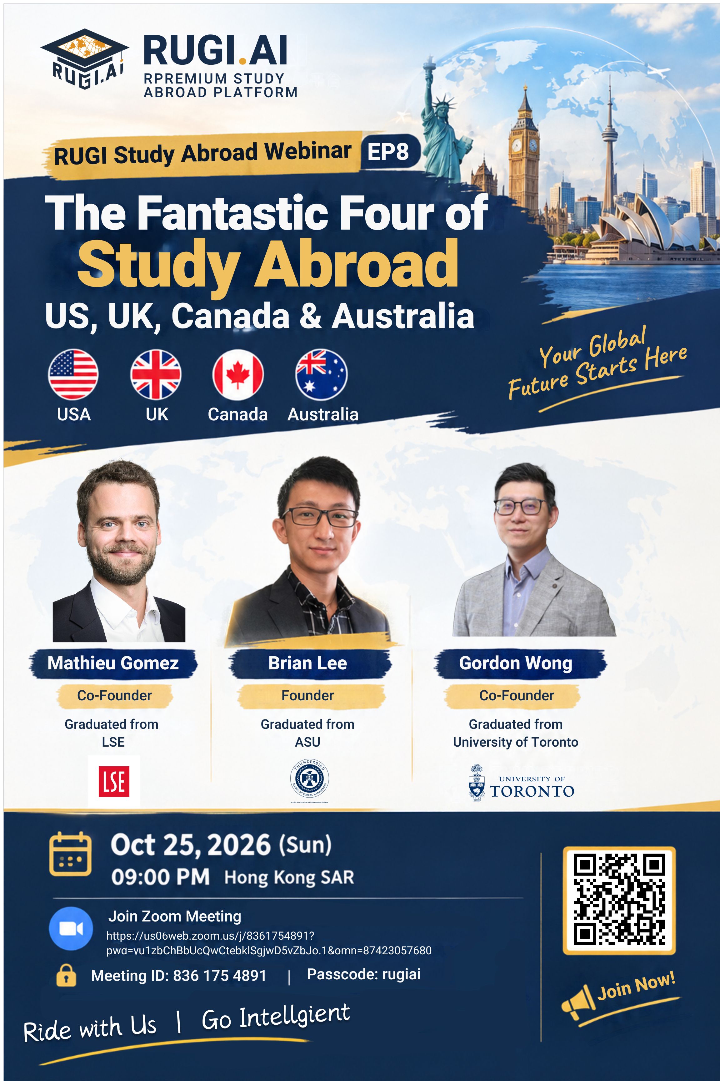 RUGI Study Abroad Webinar EP8: The Fantastic Four of Study Abroad - US, UK, Canada & Australia