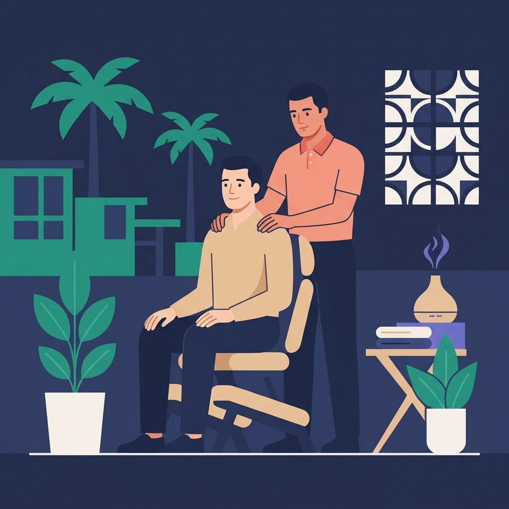 Exploring Gay Massage Options in Sarasota — flat vector editorial illustration