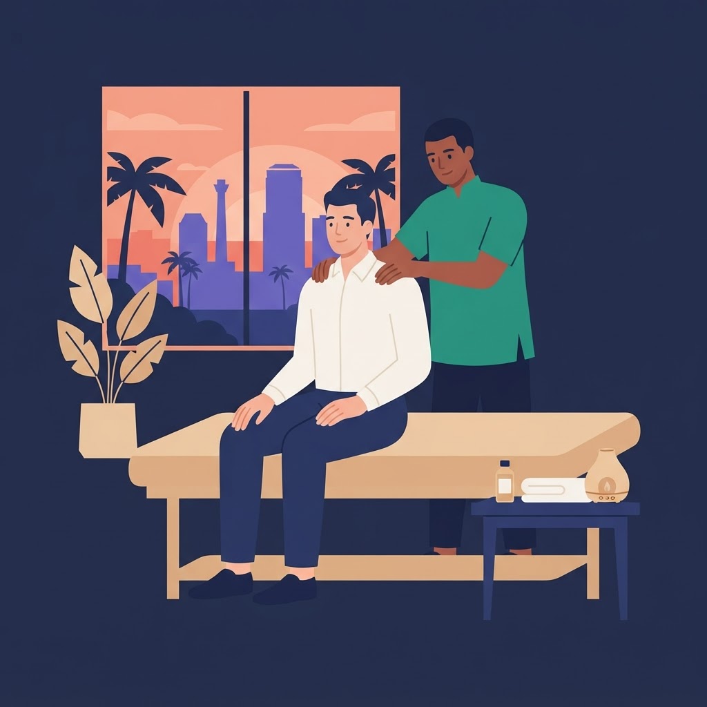 Find Your Perfect Orlando Gay Massage Experience Today — flat vector editorial illustration