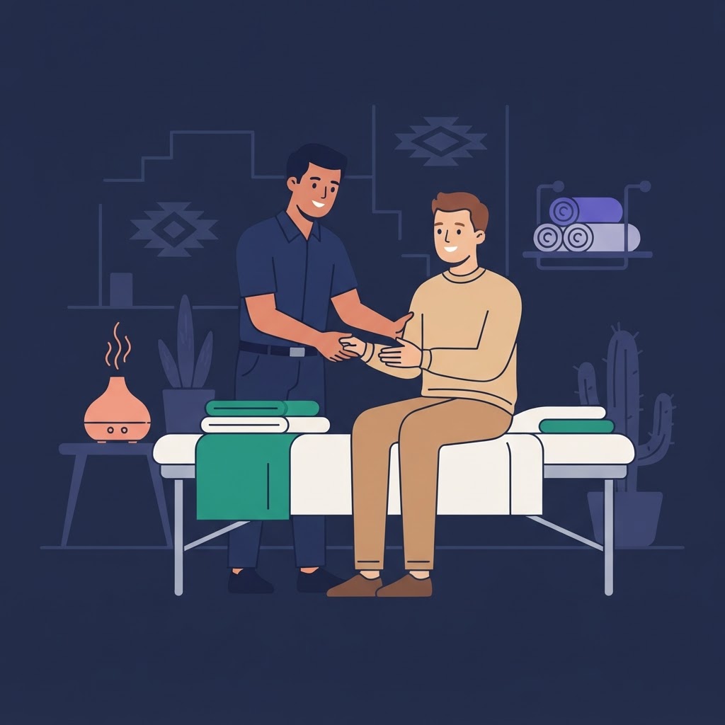 Exploring Gay Massage Options in Tulsa — flat vector editorial illustration