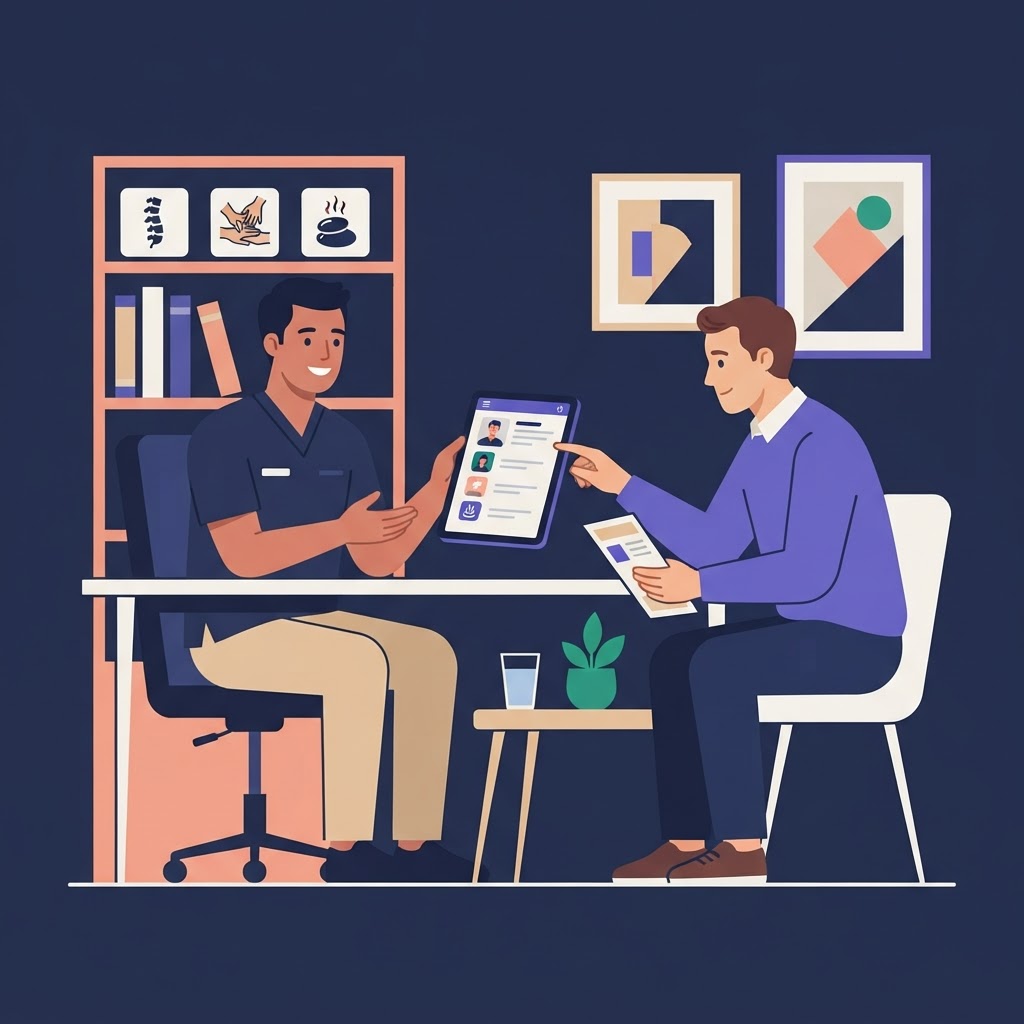 How to Choose the Right Massage Therapist — flat vector editorial illustration