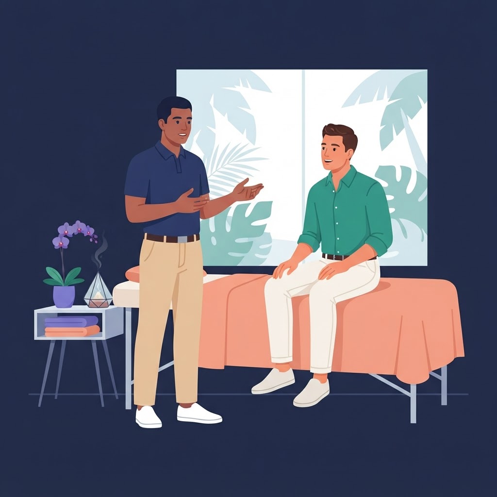 Exploring Gay Massage Options in Tampa — flat vector editorial illustration