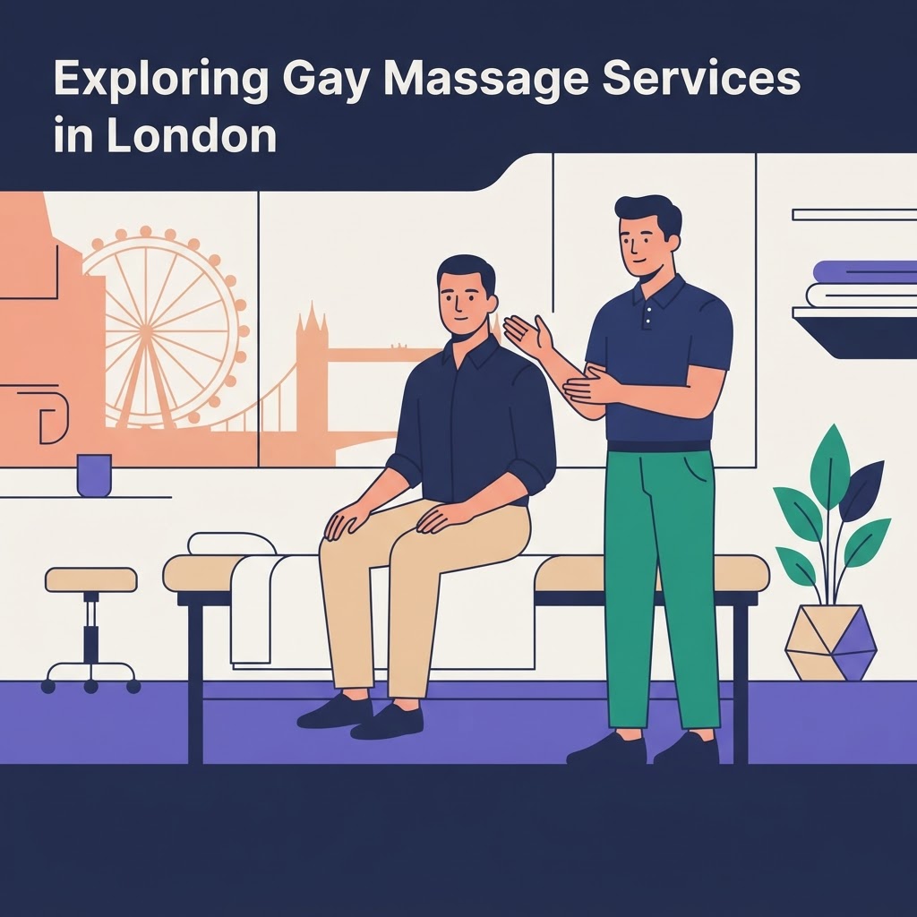 Exploring Gay Massage Services in London — flat vector editorial illustration