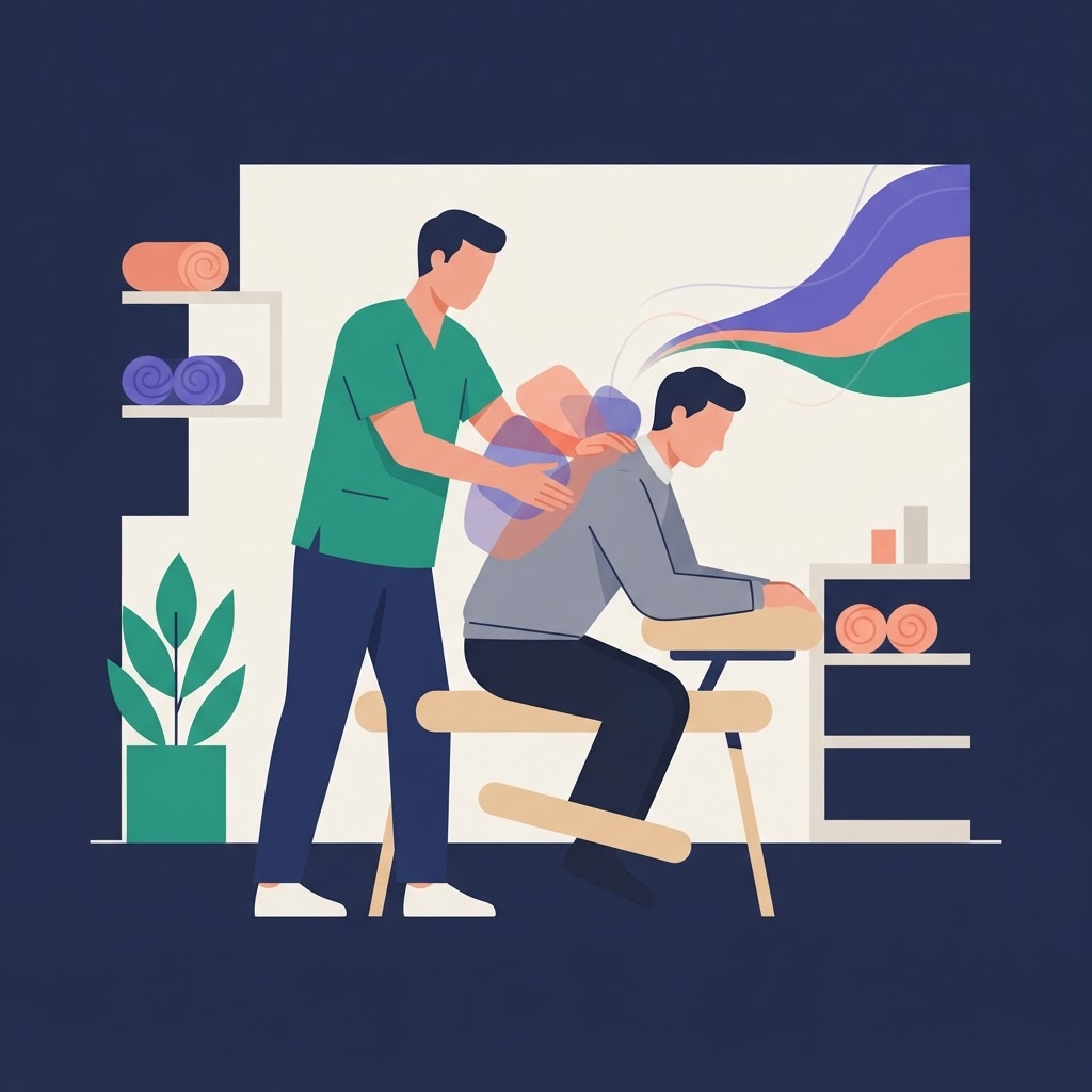 masajes para hombres cerca de mi — flat vector editorial illustration