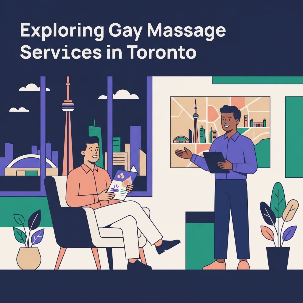 Exploring Gay Massage Services in Toronto — flat vector editorial illustration